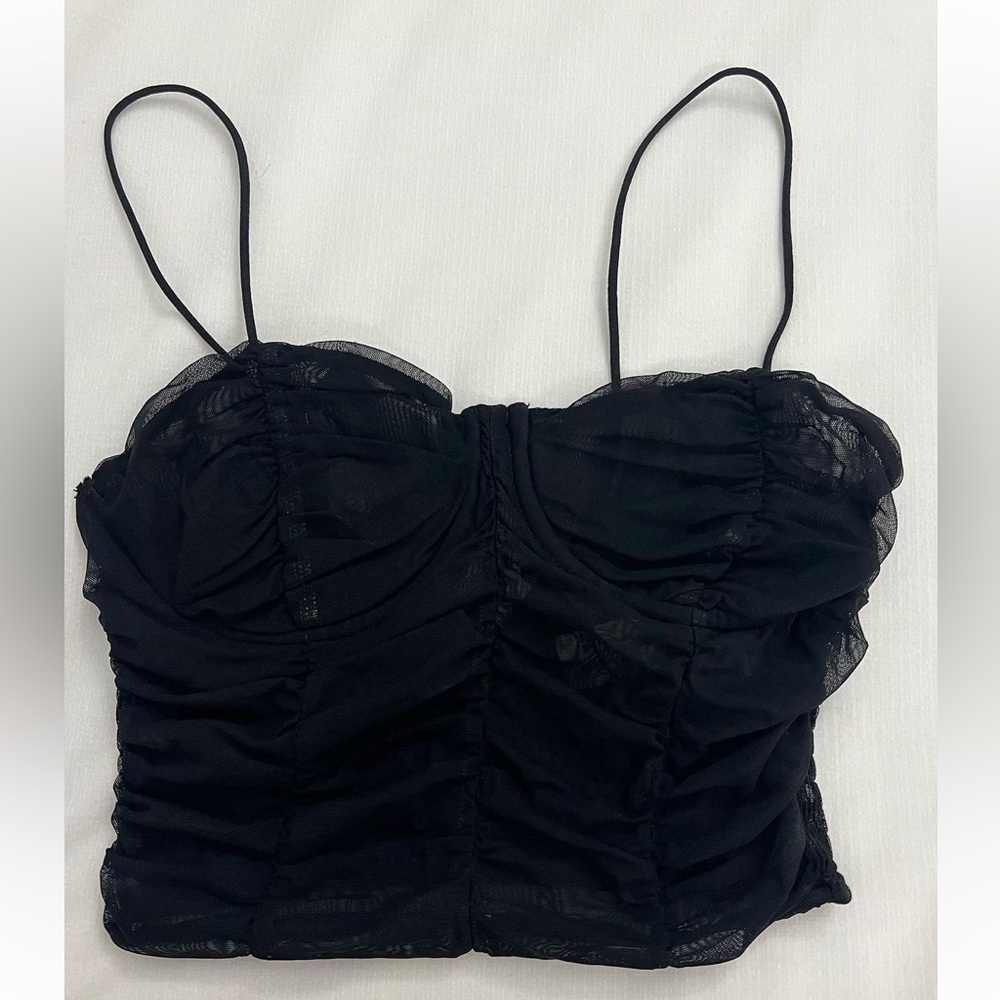 Black Zara womens ruched tank top